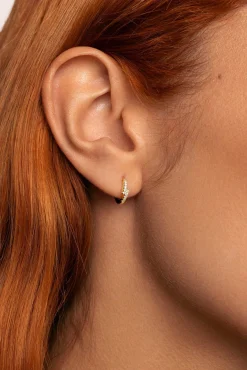 Singularu Joalharia E Bijuteria-Cleo Crossed Hoop Loose Earring Gold Plated Silver estampado