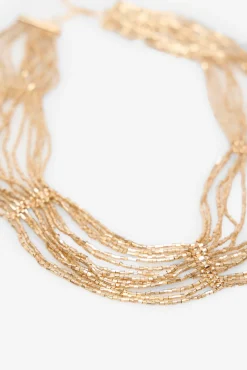 Cortefiel Joalharia E Bijuteria-Colar de múltiplas contas Dourado