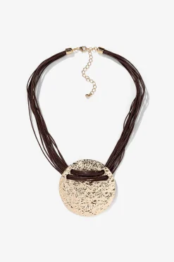 Vilanova Joalharia E Bijuteria-Colar Maxi com Pendente Texturizado amarelo