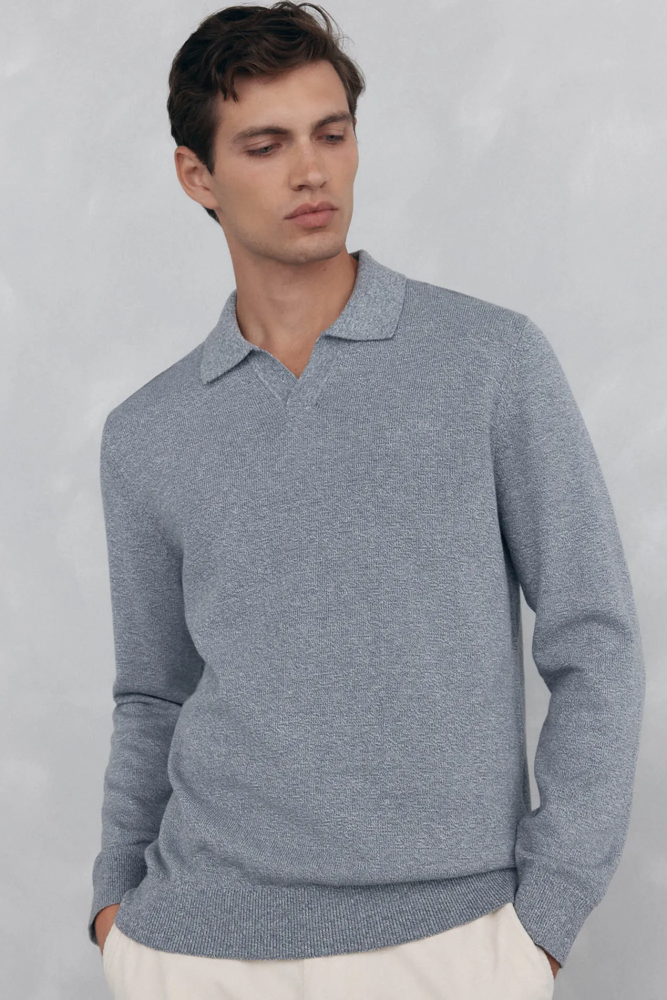 Pedro del Hierro Polos|Camisolas-Colar polo liso torcida Cizento