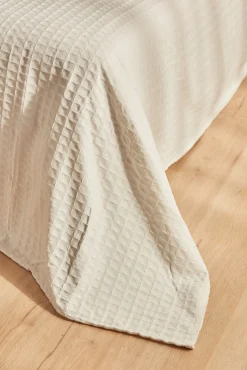 Calma House Colchas E Edredões-Colcha de algodão favo de mel branca panal branco