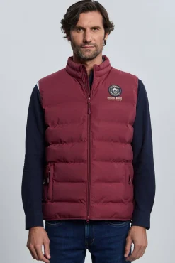 Valecuatro Coletes-Colete acolchoado bordô com 3 escudos Granada