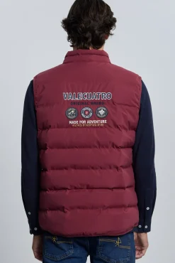 Valecuatro Coletes-Colete acolchoado bordô com 3 escudos Granada
