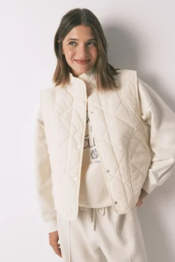 Women'secret Roupões-Colete acolchoado branco bege