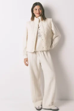 Women'secret Roupões-Colete acolchoado branco bege