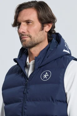 Valecuatro Coletes-Colete acolchoado com capuz marinho Azul