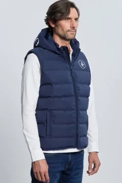 Valecuatro Coletes-Colete acolchoado com capuz marinho Azul