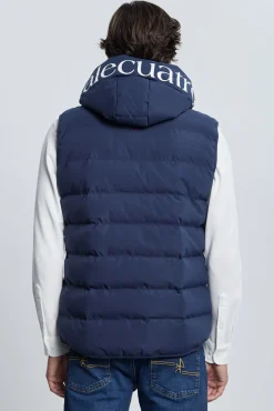 Valecuatro Coletes-Colete acolchoado com capuz marinho Azul