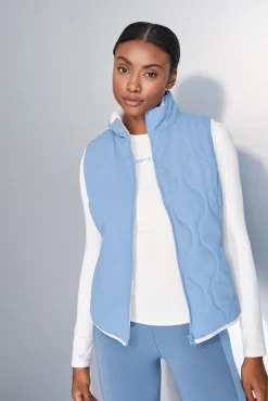 Dash and Stars Sobretudos-Colete acolchoado forrado azul