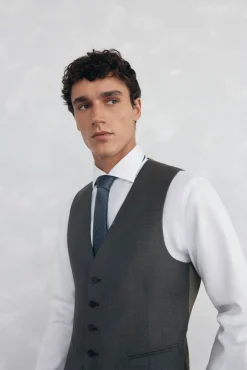 Pedro del Hierro Coletes|Fatos-Colete bege slim fit Cizento