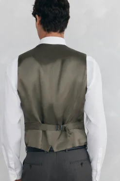 Pedro del Hierro Coletes|Fatos-Colete bege slim fit Cizento