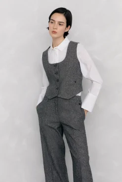 Pedro del Hierro Coletes|Blazers-Colete cheviot ajustado Cizento