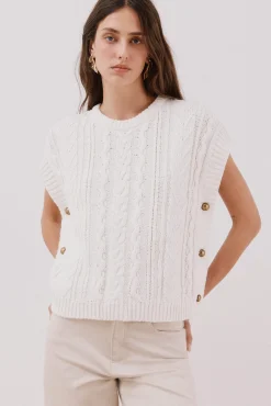 Cortefiel Coletes-Colete com botões laterais Ecru