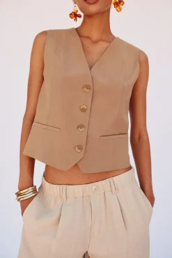 Cortefiel Coletes-Colete com decote em V Tostado