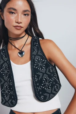 Springfield Coletes-Colete com tachas metálicas preto