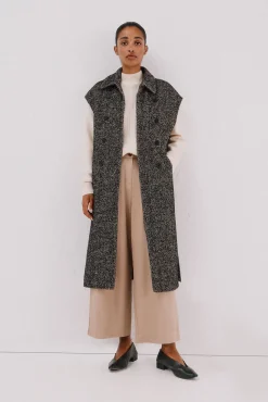 Cortefiel Coletes-Colete comprido botões Cinzento