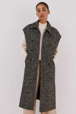 Cortefiel Coletes-Colete comprido botões Cinzento