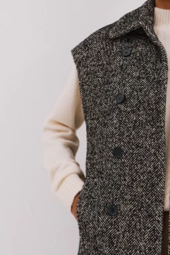 Cortefiel Coletes-Colete comprido botões Cinzento