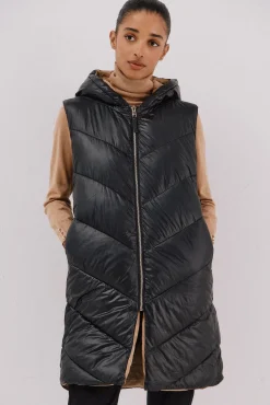 Cortefiel Coletes|Casacos-Colete comprido reversível Preto