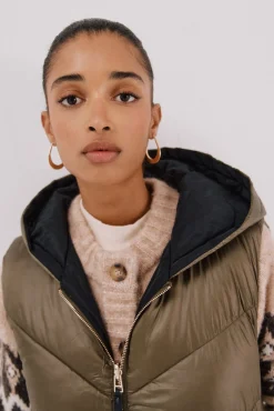 Cortefiel Coletes|Casacos-Colete comprido reversível Verde