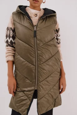 Cortefiel Coletes|Casacos-Colete comprido reversível Verde