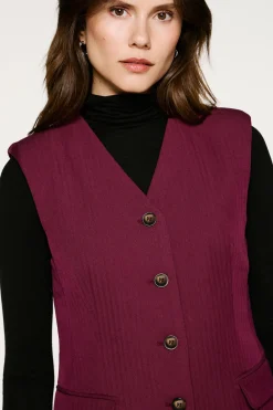 Selected Coletes|Sobretudos-Colete de colete com bolsos. Roxo