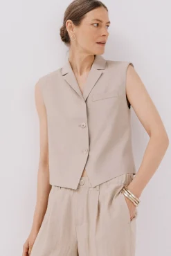 Cortefiel Coletes-Colete de gola lapela Castanho