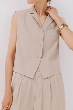 Cortefiel Coletes-Colete de gola lapela Castanho