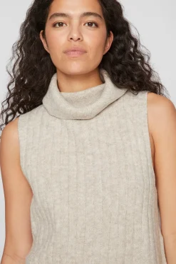 Vila Coletes-Colete de gola malha Tostado