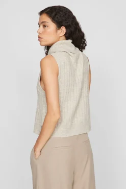 Vila Coletes-Colete de gola malha Tostado