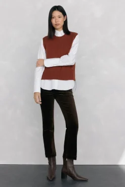 Pedro del Hierro Camisolas-Colete de lã tricotado malha Marrom