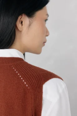 Pedro del Hierro Camisolas-Colete de lã tricotado malha Marrom