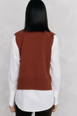 Pedro del Hierro Camisolas-Colete de lã tricotado malha Marrom