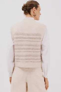 Cortefiel Coletes-Colete de malha Ecru