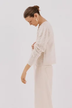 Cortefiel Coletes-Colete de malha Ecru