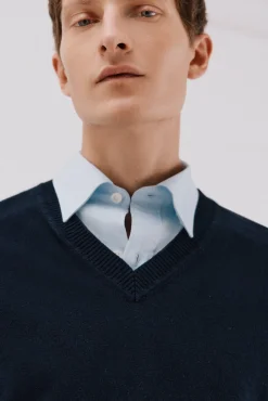 Cortefiel Coletes-Colete de malha de algodão Azul