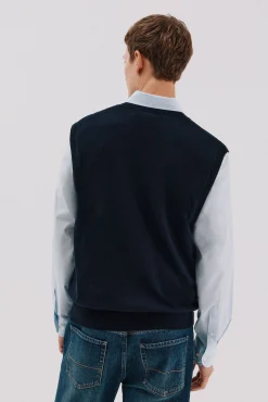 Cortefiel Coletes-Colete de malha de algodão Azul