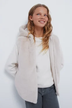 Springfield Kids Sobretudo-Colete de pele de menina azul