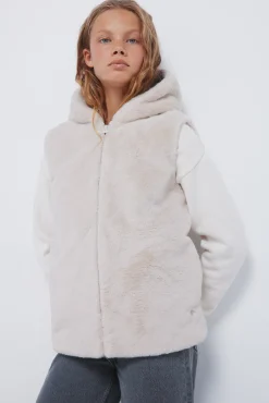 Springfield Kids Sobretudo-Colete de pele de menina azul