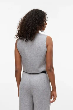 Vero Moda Coletes|Sobretudos-Colete de tweed Cinzento