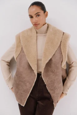 Cortefiel Coletes-Colete efeito dupla face Castanho