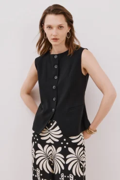 Cortefiel Coletes-Colete gola redonda Preto