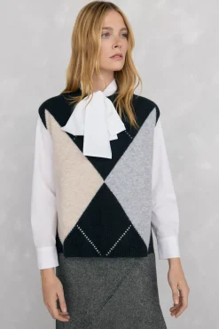 Pedro del Hierro Camisolas-Colete jacquard diamante Cizento