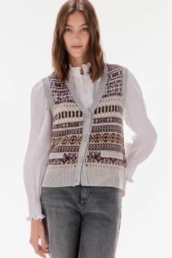 TFP by Tamara Falcó Coletes-Colete jacquard geométrico Bordeaux