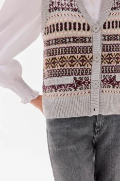 TFP by Tamara Falcó Coletes-Colete jacquard geométrico Bordeaux