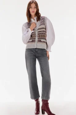 TFP by Tamara Falcó Coletes-Colete jacquard geométrico Bordeaux