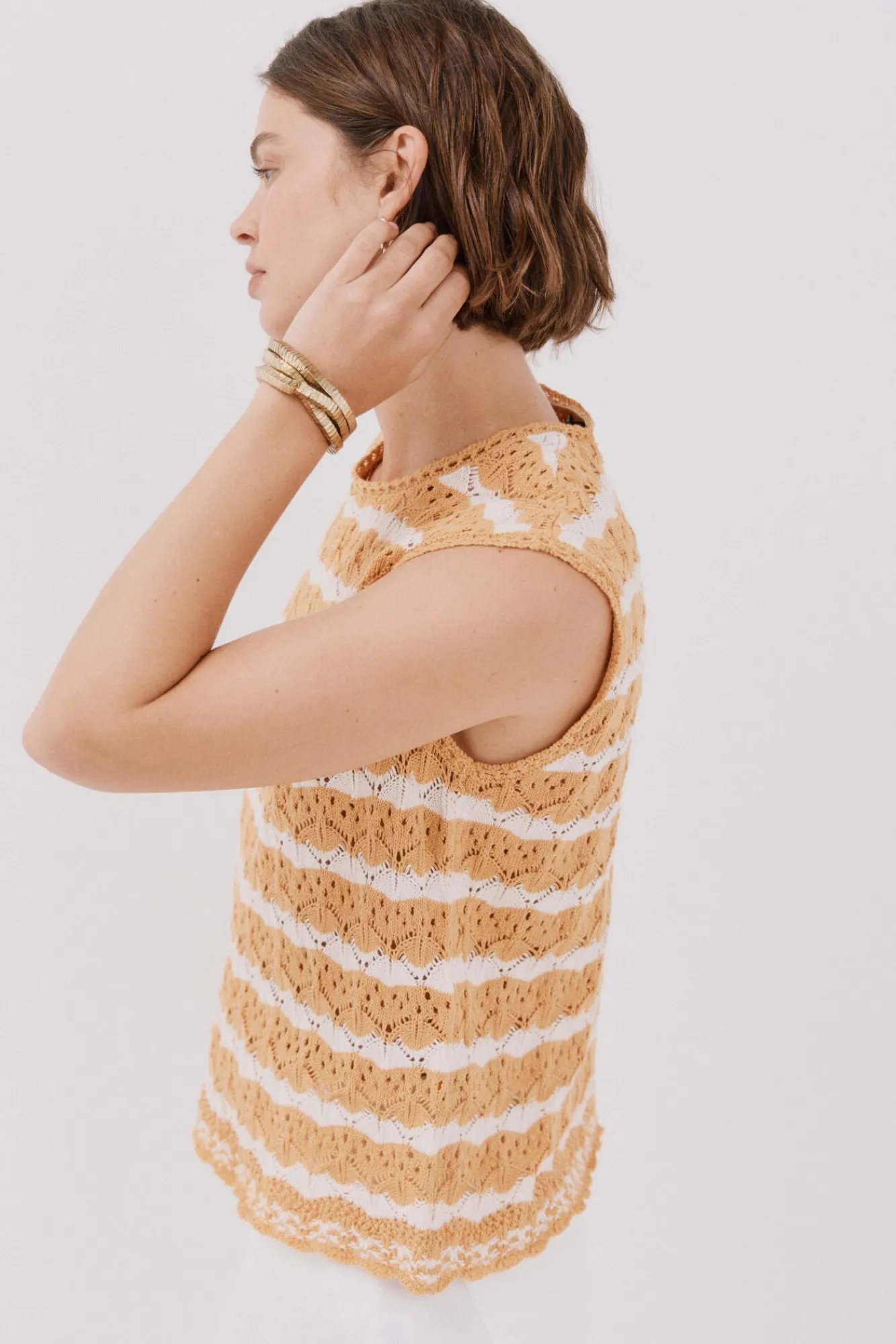 Cortefiel Coletes-Colete vazado bicolor Dourado