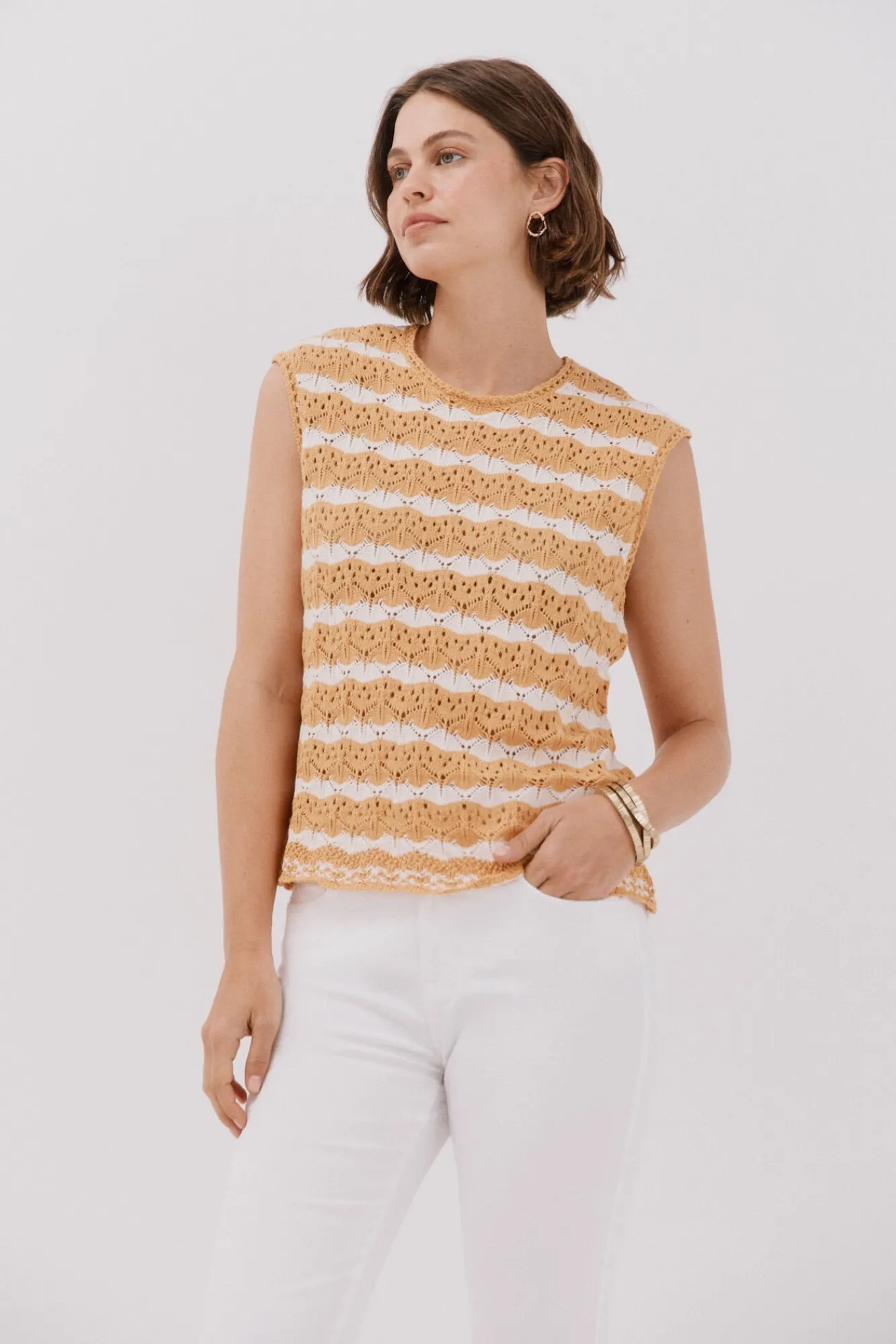 Cortefiel Coletes-Colete vazado bicolor Dourado