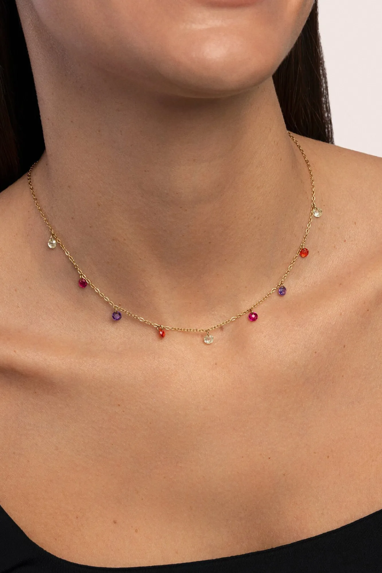 Singularu Joalharia E Bijuteria-Color Bits Gold Plated Steel Necklace estampado