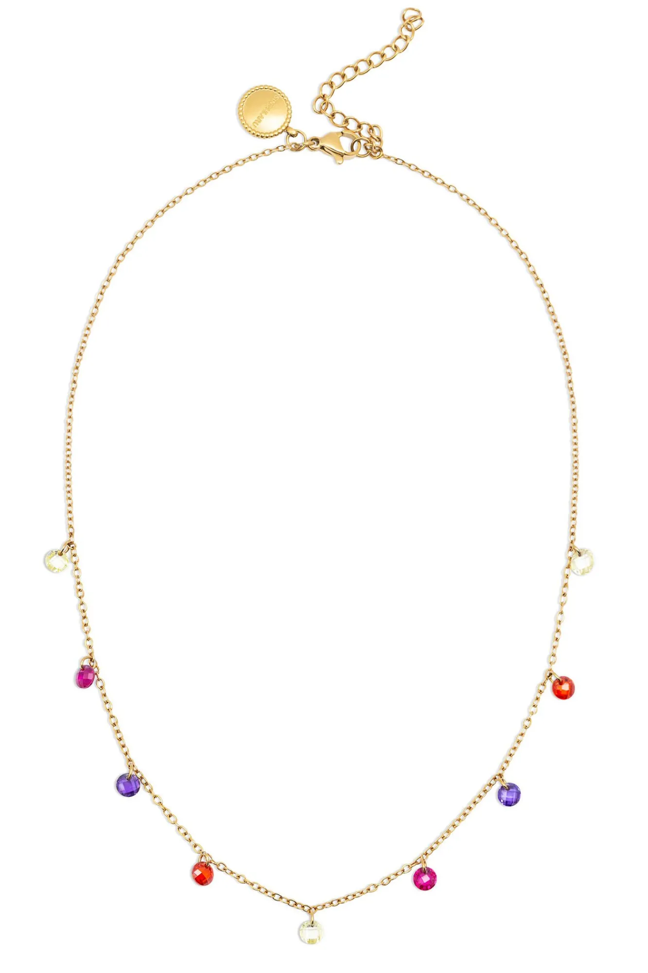 Singularu Joalharia E Bijuteria-Color Bits Gold Plated Steel Necklace estampado
